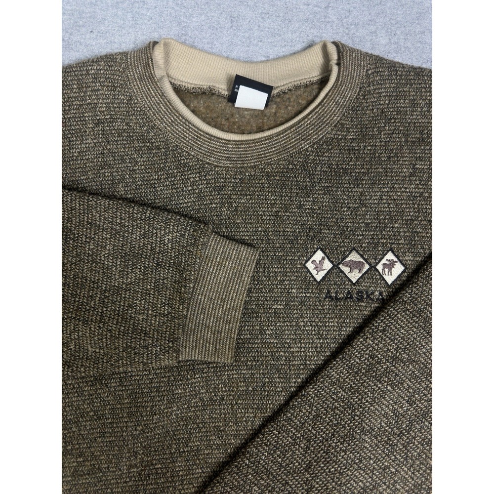 VTG 90s Sweater Mens XL Oatmeal Knit Boxy USA Made‎ Alaska Western Y2K